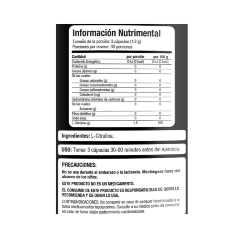 L-CITRULINA BOTE NATURAL 45 G (90 CAPS) - Imagen 2